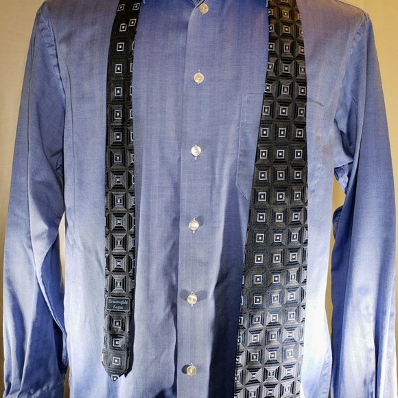 ETON of Sweden, NWOT,  French Blue, 16/41 100% Cotton Micro Herringbone - Picture 2 of 7